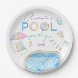 Aquarellbad Geburtstagsparty Pool Pappteller