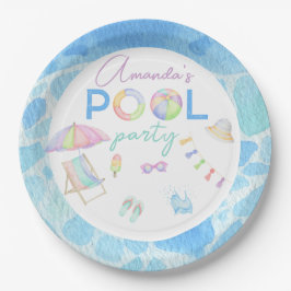 Aquarellbad Geburtstagsparty Pool Pappteller