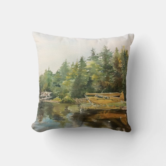 Aquarellbahn Adirondacks Lake Forest Green Kissen (Vorderseite)