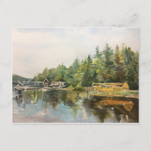 Aquarellbahn Adirondacks Lake Forest Green Postkarte