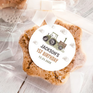 Aquarellbahn Bauernhof 1. Geburtstag Runder Aufkleber