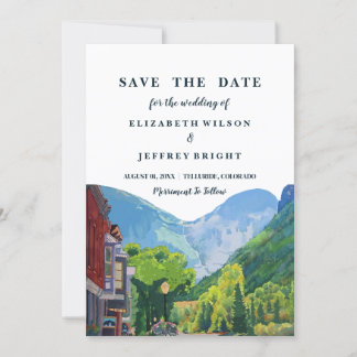 Aquarellbahn Telluride Colorado Save the Date in Einladung