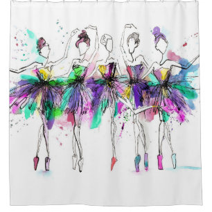 Aquarellballerinas: Illustration des hellen Tanzes Duschvorhang