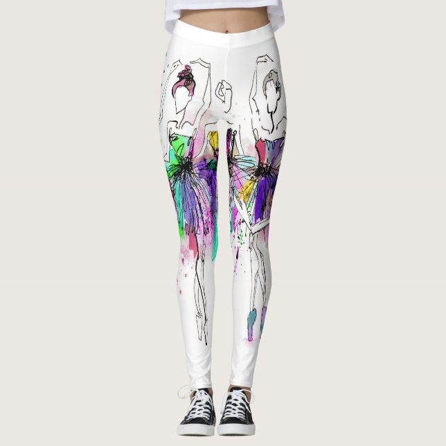 Aquarellballerinas: Illustration des hellen Tanzes Leggings (Vorderseite)