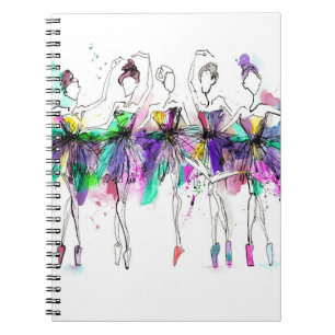 Aquarellballerinas: Illustration des hellen Tanzes Notizblock