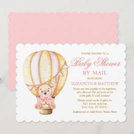 Aquarellballon Bär Pink Gold Dusche durch Mail Einladung