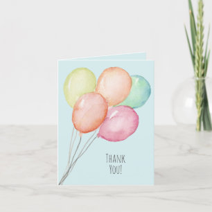 Aquarellballons auf Blue 1. Geburtstag Dankeskarte