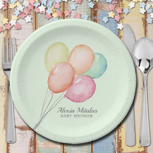 Aquarellballons auf der Green Baby Dusche Pappteller