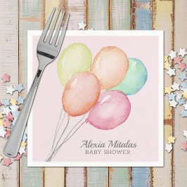 Aquarellballons auf der Pink Baby Dusche Serviette