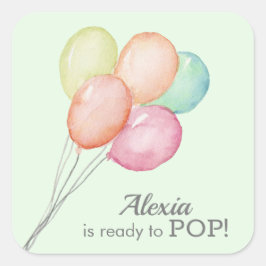Aquarellballons auf Mint Baby Dusche Quadratischer Aufkleber