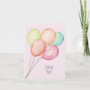 Aquarellballons auf Rosa 1. Geburtstag Dankeskarte
