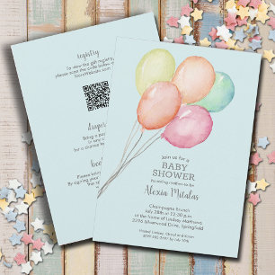 Aquarellballons Boy Baby in einer Dusche Einladung