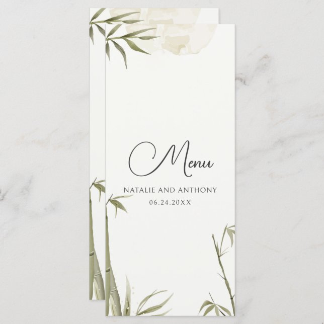 Aquarellbambus Menükarte (Vorne/Hinten)