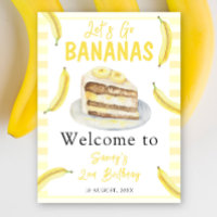 Aquarellbananen Kuchen Geburtstag Willkommen