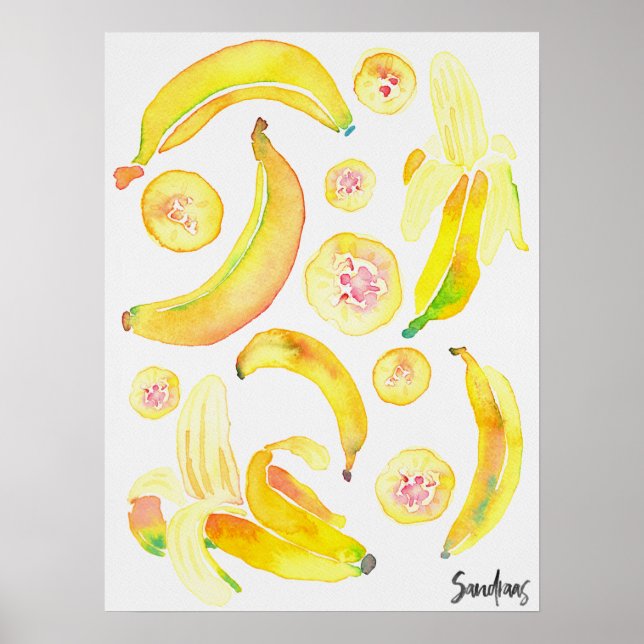 Aquarellbananen Poster (Vorne)