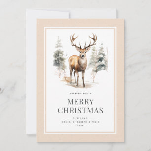 Aquarellbär Buck Deer Snowy Forest Weihnachten