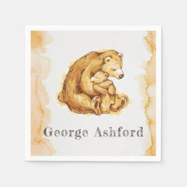 Aquarellbär handgemalt Personalisiert Serviette