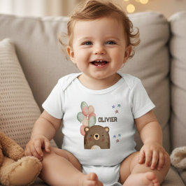Aquarellbär mit Ballons Baby Bodysuit Strampler