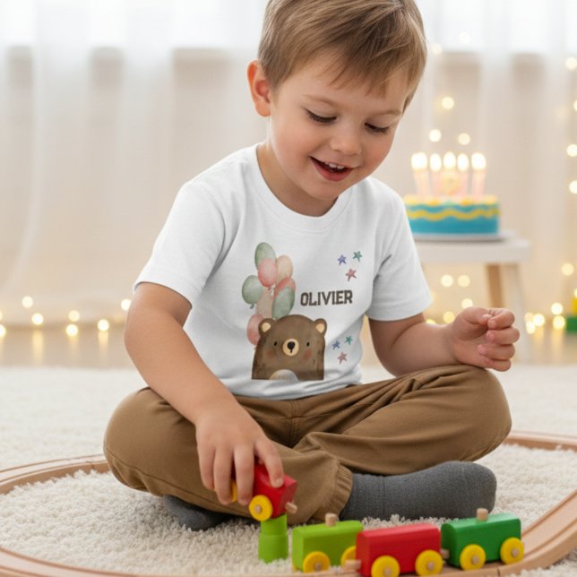 Aquarellbär mit Ballons Kleinkind T - Shirt (Von Creator hochgeladen)