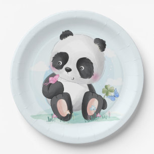 Aquarellbär mit Schmetterlingen Pappteller