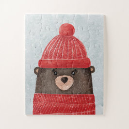 Aquarellbär niedlich. Weihnachtswaldtier Puzzle