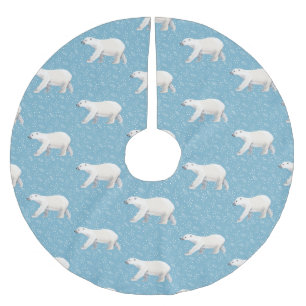 Aquarellbär Polyester Weihnachtsbaumdecke