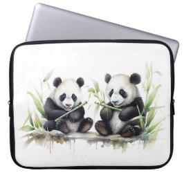 Aquarellbären mit Bambus Laptopschutzhülle