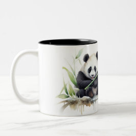 Aquarellbären mit Bambus Zweifarbige Tasse
