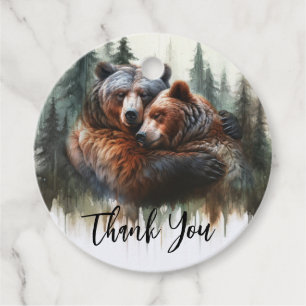Aquarellbären Rustikale Wildnishochzeit Geschenkanhänger