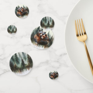 Aquarellbären Rustikale Wildnishochzeit Konfetti