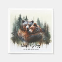 Aquarellbären Rustikale Wildnishochzeit