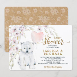 Aquarellbärengeschlecht Neutrale Babydusche Einladung