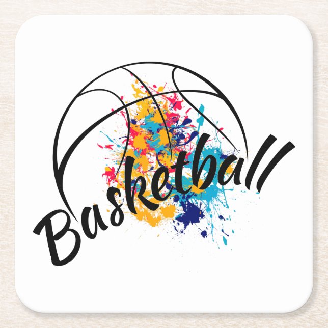 Aquarellbasketball Rechteckiger Pappuntersetzer (Vorderseite)