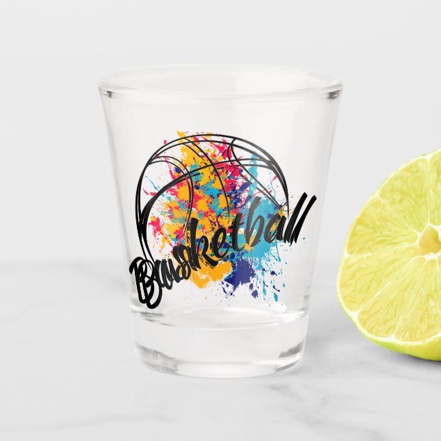 Aquarellbasketball Schnapsglas (Vorderseite)
