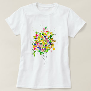 Aquarellbaum bunt abstrakte Kunst T - Shirt