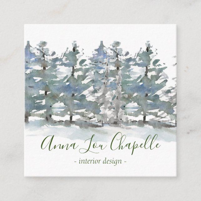 AquarellBaum des Waldesentwurf Quadratische Visitenkarte (Vorderseite)