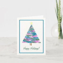 Aquarellbaum-Karte - Happy Holidays Karte