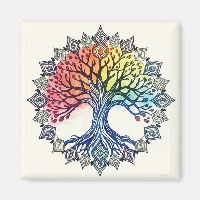 Aquarellbaum Magnet (Vorne)