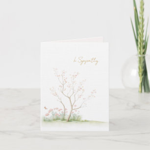 Aquarellbaum mit rosa Blüten Beileidskarte Dankeskarte