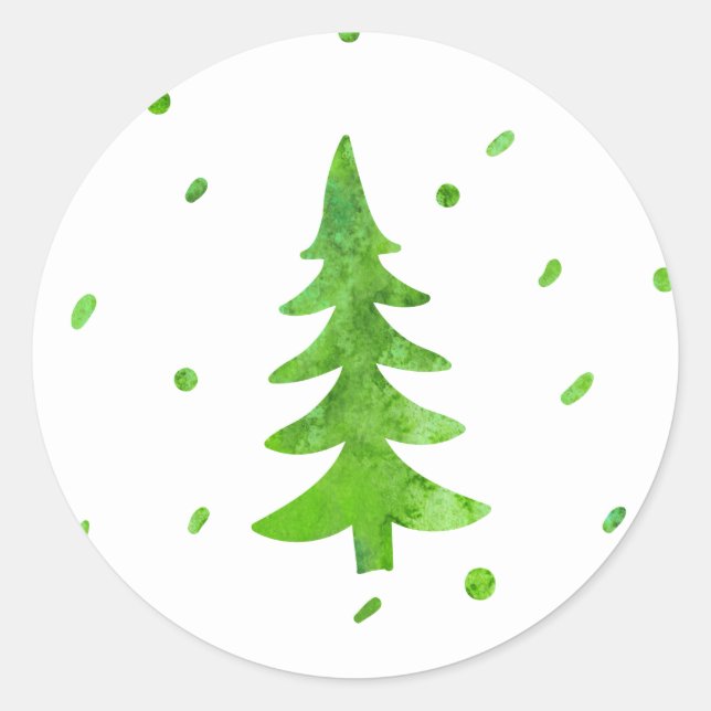 Aquarellbaum Runder Aufkleber (Vorderseite)