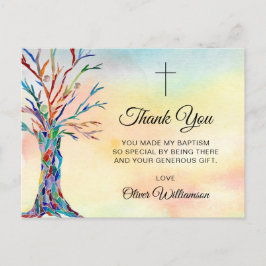 Aquarellbaum Taufe Christening Vielen Dank Postkarte