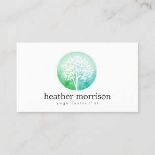 Aquarellbaum Yoga und Wellness Business Card Visitenkarte
