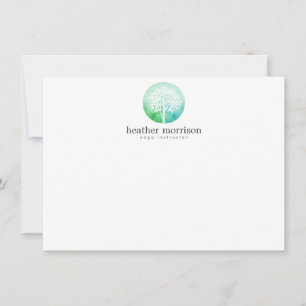 Aquarellbaum Yoga und Wellness Flat Notecard Mitteilungskarte