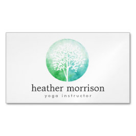 Aquarellbaum Yoga und Wellness Magnetic Magnetische Visitenkarte