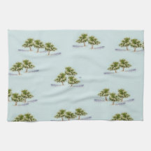 Aquarellbäume auf Teetüchern