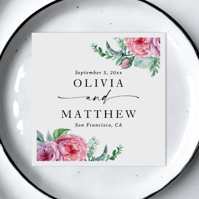 Aquarellbäume. Elegante Hochzeit mit Blumen Serviette (Von Creator hochgeladen)