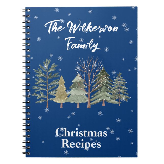 Aquarellbäume in einem schneebedeckten Winterwald  Notizblock (Vorderseite)