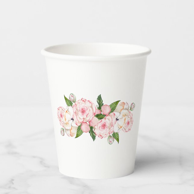 Aquarellbäume in zarten Farben Pappbecher (Vorderseite)