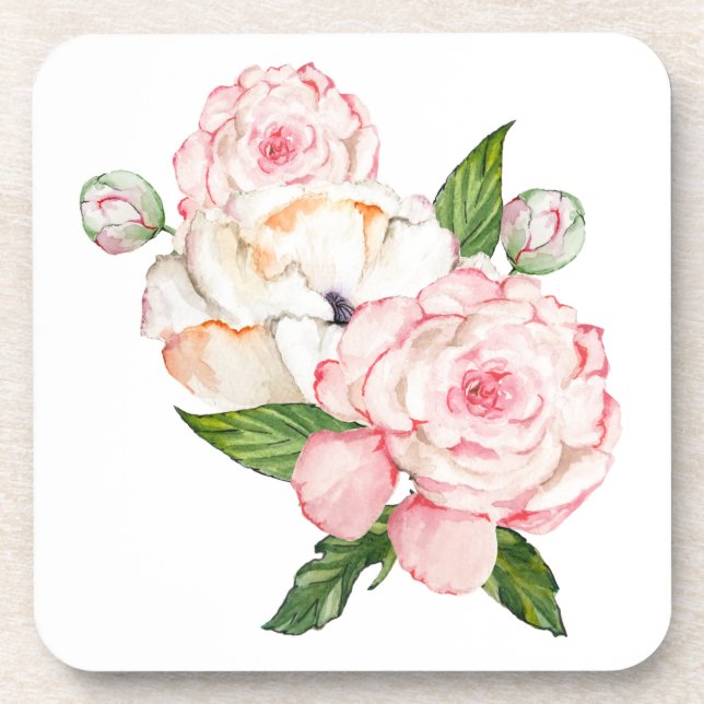 Aquarellbäume in zarter Keramik Getränkeuntersetzer (Vorderseite)