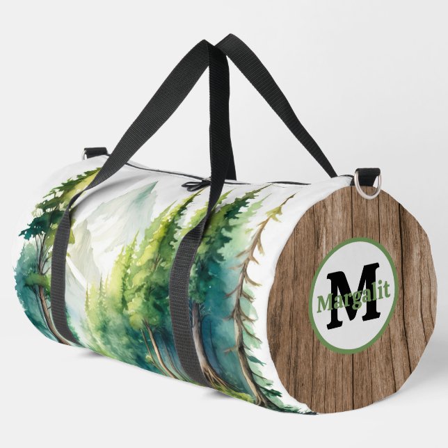 Aquarellbäume Landschaft Fluss Grosser Duffle Bag (Linke Ecke)